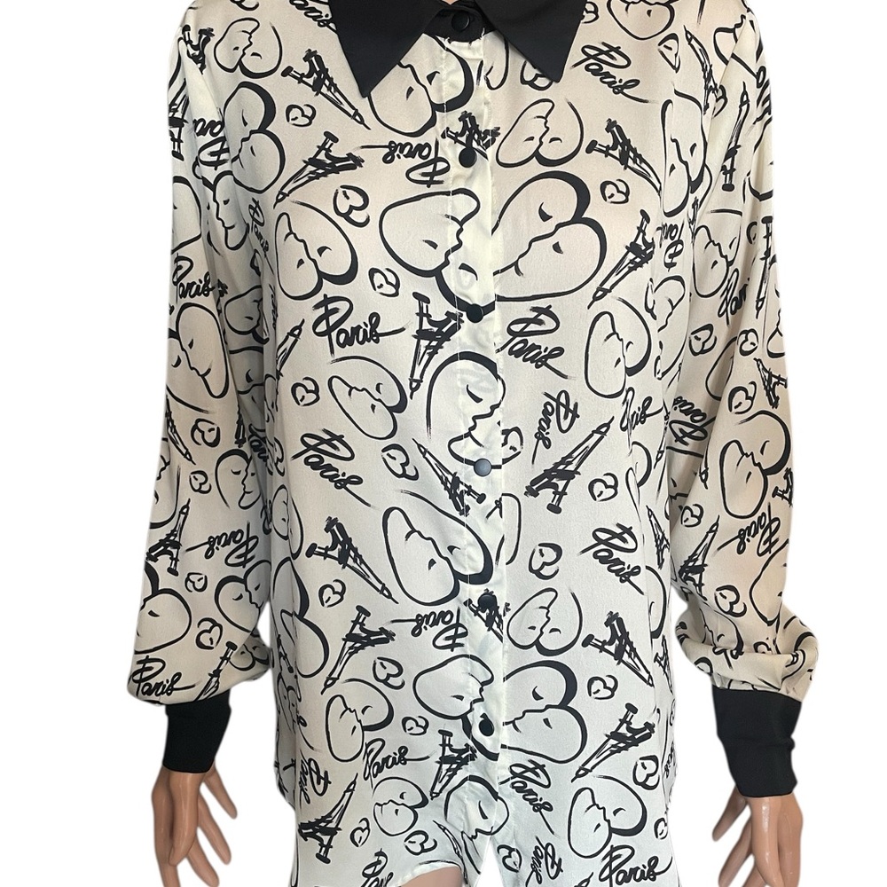 Catherine Malandrino Blouse L snap close Paris